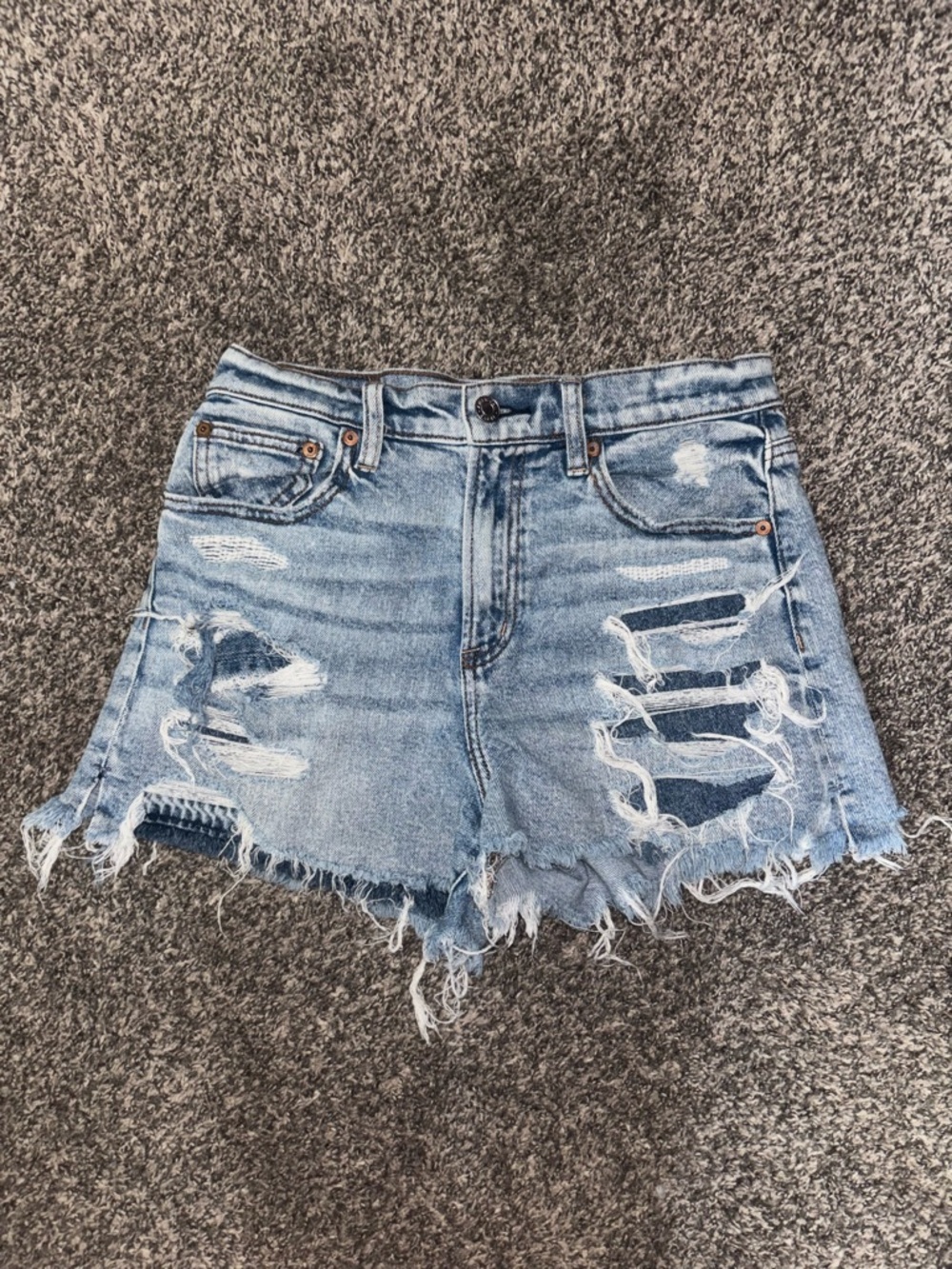 American Eagle Outfitters Light Blue Distressed Jean Shorts
